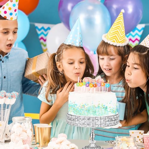 12-Piece Silver Cake Stand Set, Vintage Cake Stand with Crystal Edge and Cupcake Display Tray, Dessert Table Display Set for Wedding, Party, Baby Shower, Anniversary Celebration - Image 5