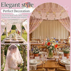 Lounsweer 3 Pcs Pink Wildflower Table Runner 10ft Embroidery Tulle - Image 4