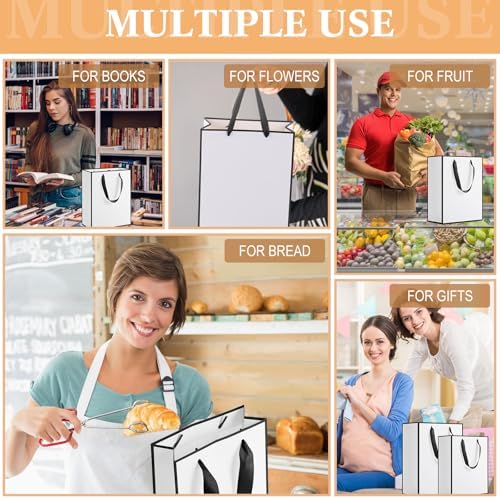 PerKoop 40 Pack Kraft Gift Bags with Handles, 4 Sizes Paper,White Black - Image 4