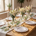 WDF 60pcs White and Gold Plastic Plates - Baroque White With Gold of 30 Heavy Duty Gold dinner plates 10.25inch, 30 Salad Plates 7.5inch Perfect for Wedding/Baby Shower/Spring - Image 6