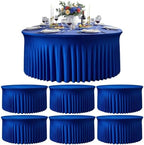 Royal Blue 6PCS Round Spandex Tablecloth for 5FT/60In Round Table, Stretchy Table Cloth with Skirt, Washable Fitted Tablecloth, Circle Wrinkle Free Table Cover for Wedding Party Banquet Event by Torrowsrort