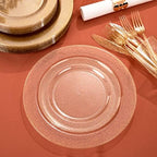 I00000 102 Pcs Gold Glitter Plastic Plates, Gold Glitter Disposable Plates - Image 2
