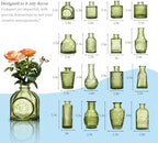 Glass Bud Vases Set of 64 - Green Assorted Small Mini Glass Vases for Flowers, Crystal Vintage Vase Set, Bulk Centerpieces for Table Décor, Wedding, Home and Events (Green, 64 Pcs) - Image 7
