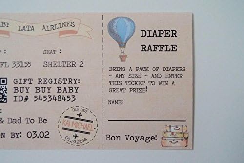 Baby Shower Ticket Invitation, Boarding Pass Ticket, Plane TicketPrintable Invitation, Digital Download, Diaper Raffle, Travel Invitation - Image 4