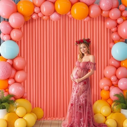 10x10 Orange Backdrop Curtain for Parties Wrinkle Free Orange Photo Curtains Backdrop Drapes Fabric Decoration for Wedding Birthday Party Baby Shower 5ft x 10ft,2 Panels - Image 2