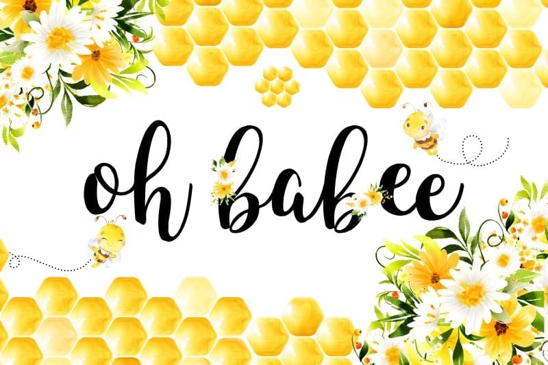 Oh Babee Baby Shower Party Backdrop Colorful Flowers Yellow Honeycomb Baby Shower Party Decorations Background Bee Sweet Honey Gender Reveal Party Birthday Party Studio Props 15x8ft by Canessioa