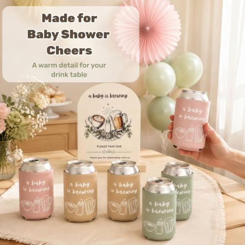 49 Pcs A Baby Is Brewing Baby Shower Favors for Guests, Can Cooler Sleeves - Image 5