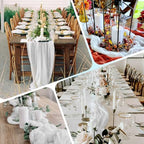 14 Pack White Cheesecloth Table Runner 17x108 Inch Semi Sheer Boho Gauze Cheese Cloth Fabric Table Runners, for Wedding Party Baby Shower Birthday Home Decor Garden Farmhouse - Image 3