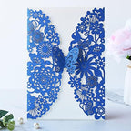 Hosmsua 50pcs Personalized Quinceañera Invitation Kit 5.12 x 7.3 Royal Blue Laser Cut Flora Butterfly Quinceanera Invitations with Envelopes for Wedding Bridal Shower Invite (Royal Blue Glitter) - Image 2