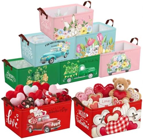 CHENGU 8 Pack Large Gifts Baskets Empty Collapsible Holiday Storage Bin by CHENGU