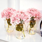6 Sets Hydrangea Mason Jar Centerpiece with LED Lights for Wedding - Image 5