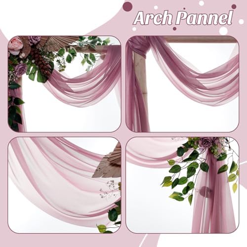 Pack of 2 Wedding Arch Drape Panel Fabric 30" x 40ft - Mauva - Image 5