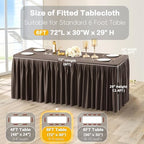 Wish Care Brown Polyester Table Clothes for 6 Foot Rectangle Tables, Wrinkle Free Fitted Table Cover with Pleated Ruffle Table Skirt for Birthday Party Wedding Trade Show Event Display - Image 2