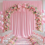 10x12ft Pink Backdrop Curtain Panels for Parties - Wrinkle Free Polyester Photo Curtain Backdrop Wedding Back Drop Fabric Drapes for Party Decorations Background for Photography - Image 6