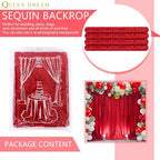 8ft x 8ft Red Sequin Backdrop Curtain Sparkle Photo Backdrop - Image 7
