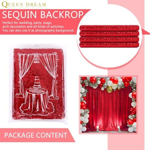 8ft x 8ft Red Sequin Backdrop Curtain Sparkle Photo Backdrop - Image 7