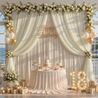 Champagne Tulle Backdrop Curtain for Parties Wedding,10ft x 10ft Wrinkle Free Curtain Backdrop,2 Layer Drapes for Backdrop,Polyester Back Drop for Bridal Shower Birthday Baby Shower Photography - Image 2