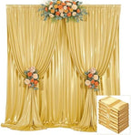 40ft x 10ft Gold Sequin Backdrop Curtains for Party Wedding Shimmer Curtain Backdrop Prom Sparkly Glitter Fabric Photo Backdrop Drapes for Birthday Party Photography Baby Shower 5x10FT, 8 Panels by Tao-GePartyDecorations