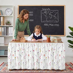 Sanwarm Table Skirt, 29" x 108", for Rectangular & Round Desk Botanical - Image 3