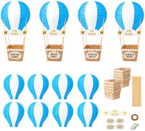 Light Blue Hot Air Balloon Decorations for Baby Shower Table Centerpieces by Yvlixyn