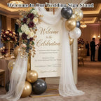 Wedding Welcome Sign Stand, 68"x31"x20" Welcome to our Wedding Sign Holder Adjustable Elegant Welcome Sign Easel with 4 Hanging Straps for Seating Chart, Banner, Ceremony Decor(Gold) - Image 4