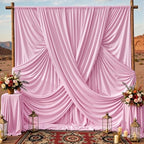 10x10ft Baby Pink Backdrop Curtains for Parties, 2 Panels 5x10ft Wrinkle-Free Polyester Background Curtains for Wedding, Birthday, Baby Shower,Graduation, Decorations by Gogoparti