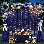 10x10ft Navy Blue Tulle Backdrop Curtains with Lights String for Parties,Wrinkle Free Sheer Curtain with Lights Wedding Photo Backdop Drapes for Baby Shower Birthday Party Photography Home Decorations - Image 3