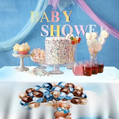 Baby Shower Table Cover Decorations Teddy Bear Tablecloth Table Cover Polyester Rectangle Table Decors for Baby Boy Girl Gender Reveal Party Supplies, 102x62 Inches ZB-1063 - Image 4