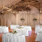 Showgeous 90 Inch White Round Tablecloths, Polyester Table Covers - Image 3