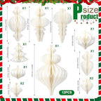 Cinnvoice 28 Pcs Snowflake Fans and Honeycomb Balls Winter Wonderland Decor - Image 2