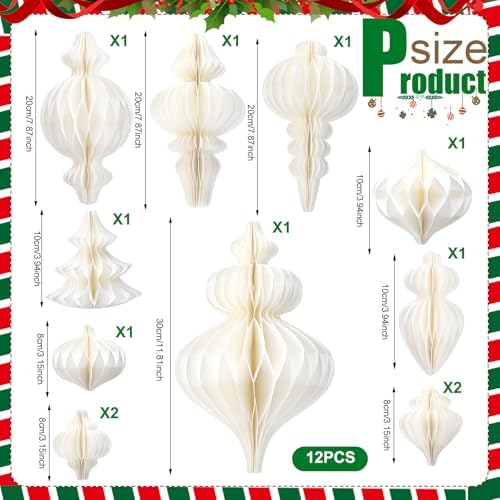 Cinnvoice 28 Pcs Snowflake Fans and Honeycomb Balls Winter Wonderland Decor - Image 2