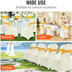VEVOR Stretch Spandex Folding Chair Covers, Universal Fitted Chair Cover, Removable Washable Protective Slipcovers, for Wedding, Holiday, Banquet, Party, Celebration, Dining, 100PCS (Ivory/Beige) - Image 6