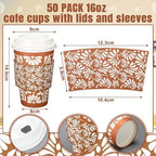 50 Sets 16oz Cielito Lindo Cups Mexican Paper Cup Copas De Barro Disposable Fiesta Coffee Drink Mug with Lid Sleeve for Birthday Baby Shower Wedding Party Supply Cafe Shop Decoration - Image 3