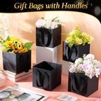 Windyun 50 Pcs Mini Paper Gift Bags with Handle 6 x 6 x 6'' Square Small Favor Bag with DIY Thank You Tag for Christmas Birthday Wedding Bridal Shower Bridesmaid Graduation Party (Black) - Image 4