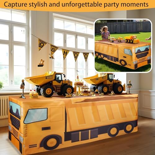 8Ft Construction Vehicle Table Cloth,Construction Birthday Decorations for Kids' Boys' Party Decorations, Baby Shower Birthday Party Supplies - Image 6