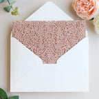Hosmsua 50PCS Rose Gold Glitter Laser Cut Invitation Pocket, 5.12 x 7.2 Trifold Lace Floral Wedding Invitation Pockets with Envelopes for Wedding Bridal Shower Quinceanera Invite (No Inner Sheet) - Image 6