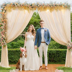 Champagne Backdrop Curtain 6 Panels - Wrinkle-Free Polyester Photography Drapes for Baby Shower Birthday Party Photo Background Stand - 24 X 10FT - Image 5