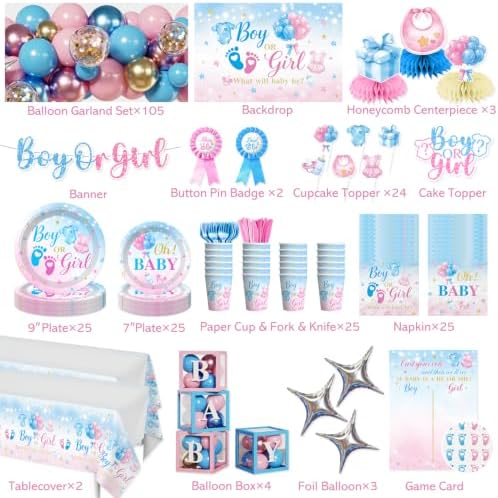 299Pcs Gender Reveal Decorations, All-in-One Decor Set for 25 Guests - Image 2
