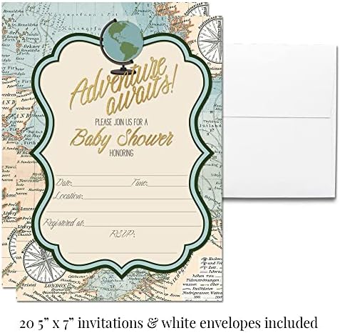 Amanda Creation Adventure Awaits Baby Shower Bundle for 20, Invitations, Diaper Raffle, Book Request Cards, Stickers & Labels - Image 4