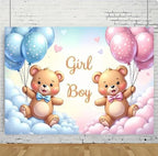 8x6 feet Gender Reveal Background Photo Bears, Pink and Blue Balloons, Clouds for Gender Reveal Party Banner Baby Shower Photo Background Banner Decorative Photo Studio - Image 3