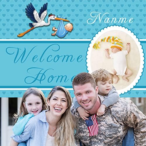Custom Welcome Home Baby Boy Garden Flag Baby Shower Birth Announcement Family Party Newborn Gender Reveal Lawn Yard Sign Pink Stork Outdoor Decoration Burlap Banner (Blue-Baby Boy)(5x7.5ft) - Image 7