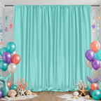 Turquoise Backdrop Curtains 30ftx10ft Mermaid Polyester Photo Drapes - Image 2