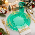 Hioasis 175 Pcs Clear Green Plates for Party - Image 3