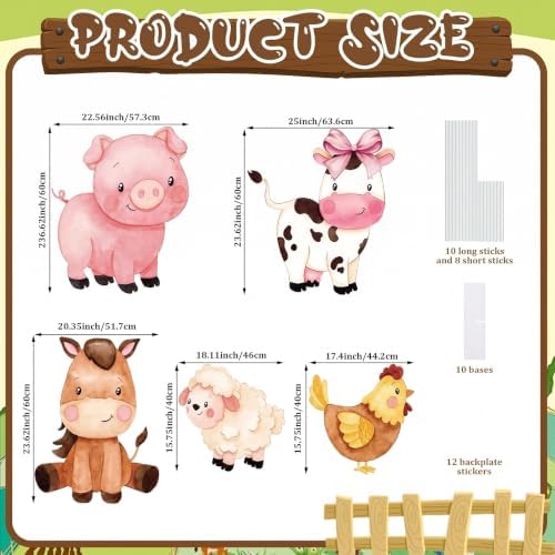 Eaasty 5 Pcs Farm Animal Party Decorations, 16-24 Inch Farm Animal Cutouts - Image 3