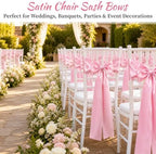50 Pcs Pink Satin Chair Sashes 6 x 108in Chair Bows for Wedding - Image 7