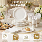 350 Pcs White Decagonal Disposable Party Supplies Set - 7" & 9" Paper Plates, 50 Cups, 150 Cutlery, 50 Napkins - Complete Party Kit for Wedding, Baby Shower, Birthday - Image 7