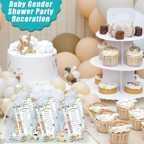 145 Pieces Safari Baby Shower Favors for Guest Wild Animal Ballpoint Pens and Keychains Gifts Bulk Retractable Jungle Baby Shower Pens Gender Reveal Thank You Cards Souvenirs Prizes - Image 5