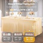 Shillance 6 Packs Champagne Spandex Tableclothes for 8 Foot Rectangle Table, Spandex Table Covers 8FT Stretch Table Skirts Wrinkle Free Fitted Table Cloth for Event, Wedding, Banquet & Parties - Image 3