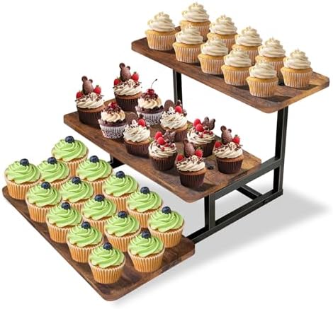 Cupcake Stand for 50 Cupcakes, Wood Metal Riser Dessert Table Display Stand by Unknown