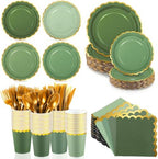 Kochorie 336PCS Sage Green Disposable Dinnerware Set Serves 48 Guests by Kochorie